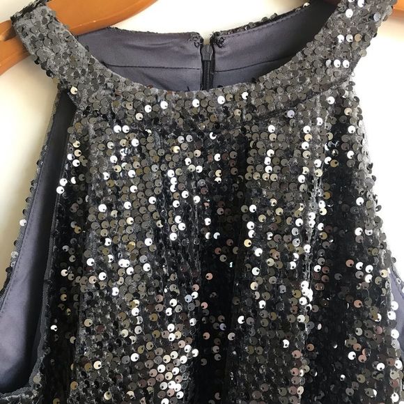 Nightway Sequin Dress Grey Velvet Formal Cocktail Evening - Picture 4 of 9